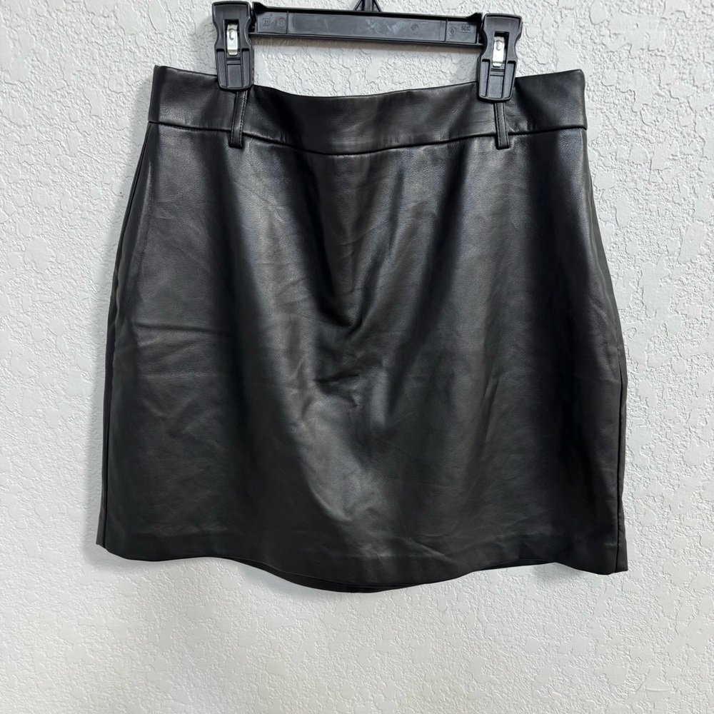 Loft Black Faux Leather Skirt size 10